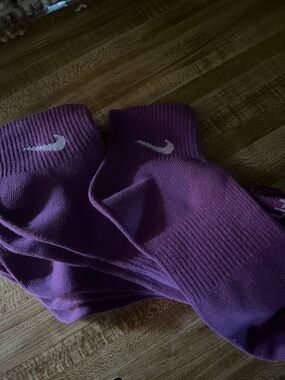 3 new pairs Nike Purple Ankle Socks with White Swoosh